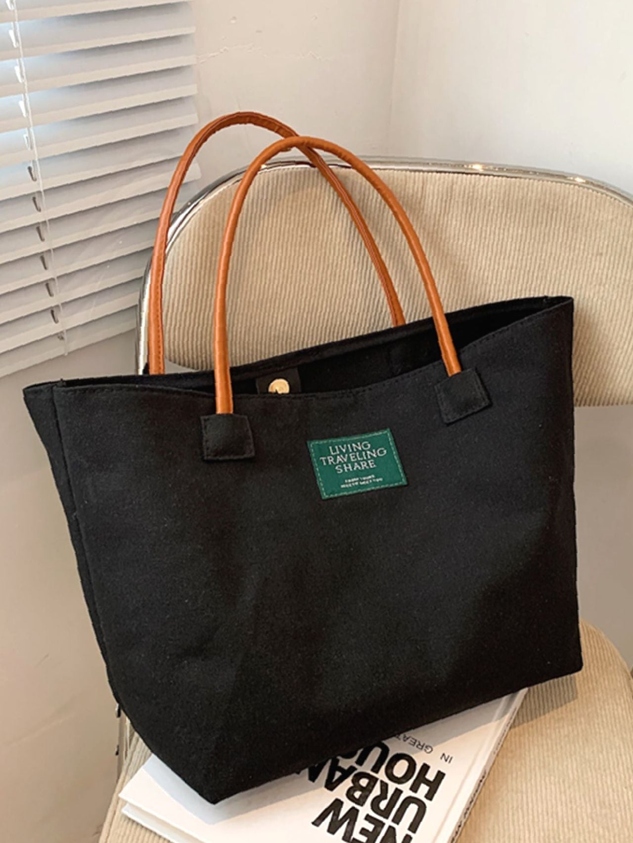 Maxct - Patch Decor Shoulder Tote Bag  - Women Tote Bags
