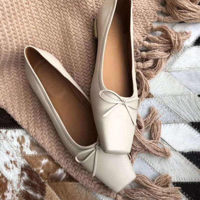 Square Toe Bowknots Dress Shoes Ballerina Flats Maxct