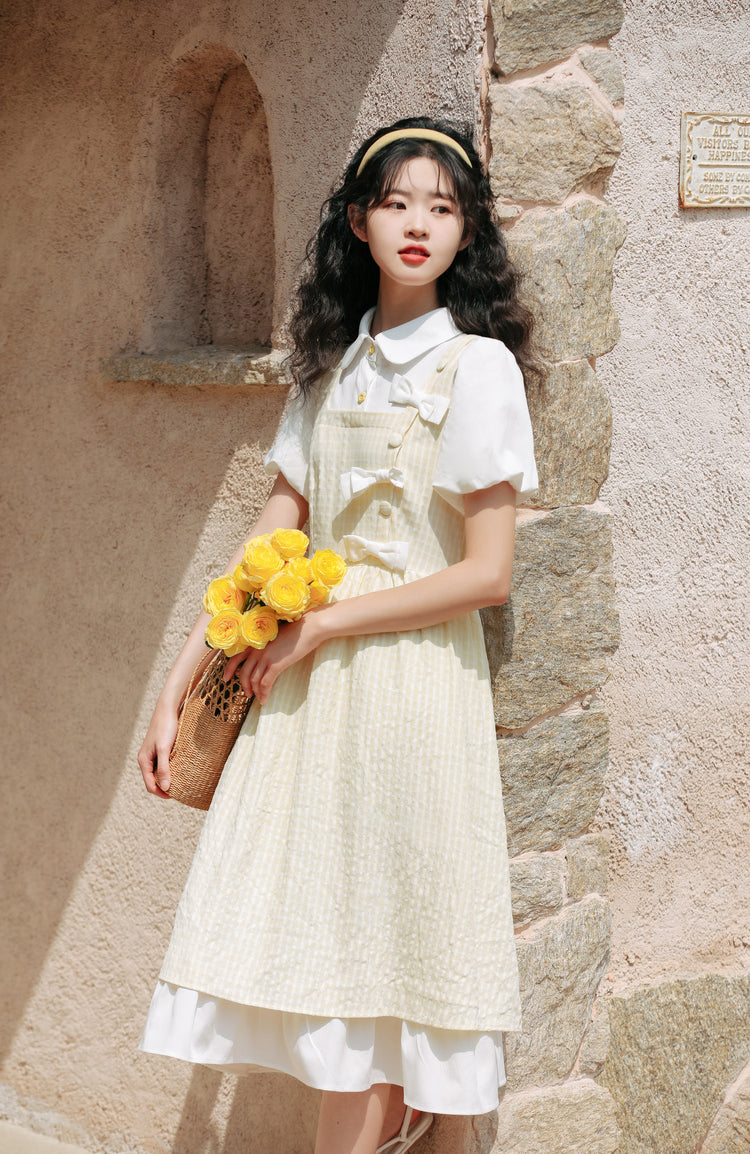 Gingham Bows Twofer Dress Maxct