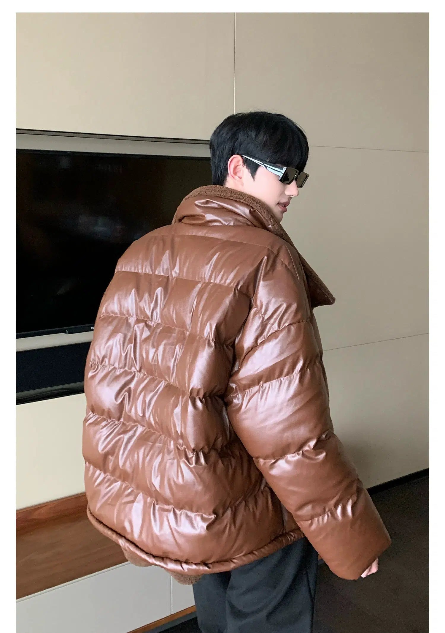 Maxct Lamb Velvet Puffer Leather Jacket