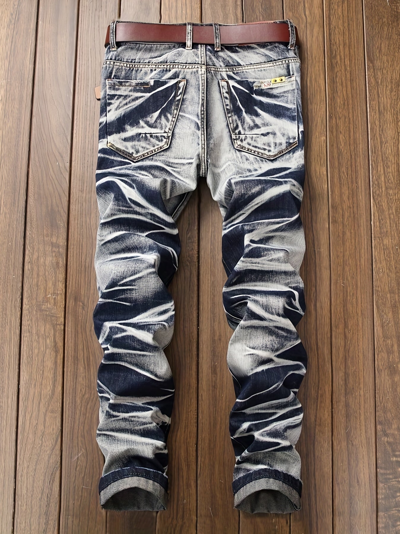 Maxct  Men's New Zipper Distressed Straight Retro Jeans Best Sellers