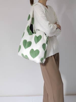 Faux Shearling Cartoon Graphic Tote Bag - Women Tote Bags