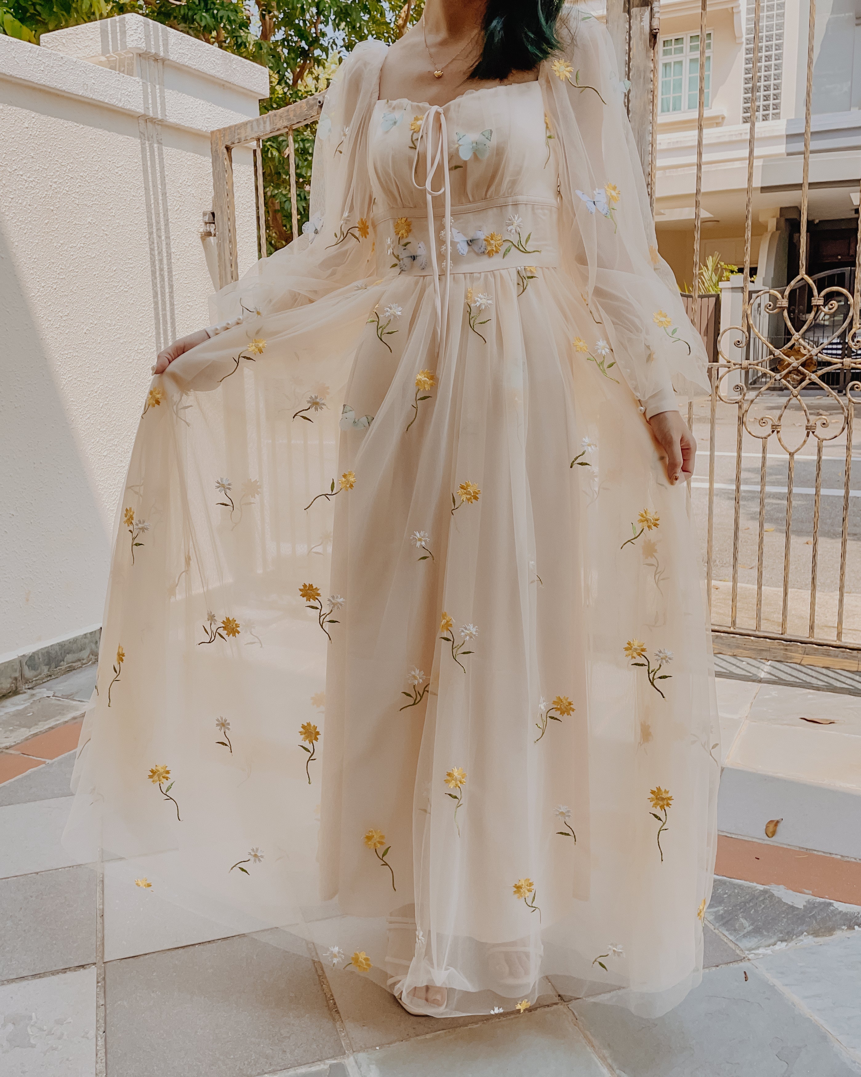 Butterfly Garden Tulle Maxi Dress Maxct