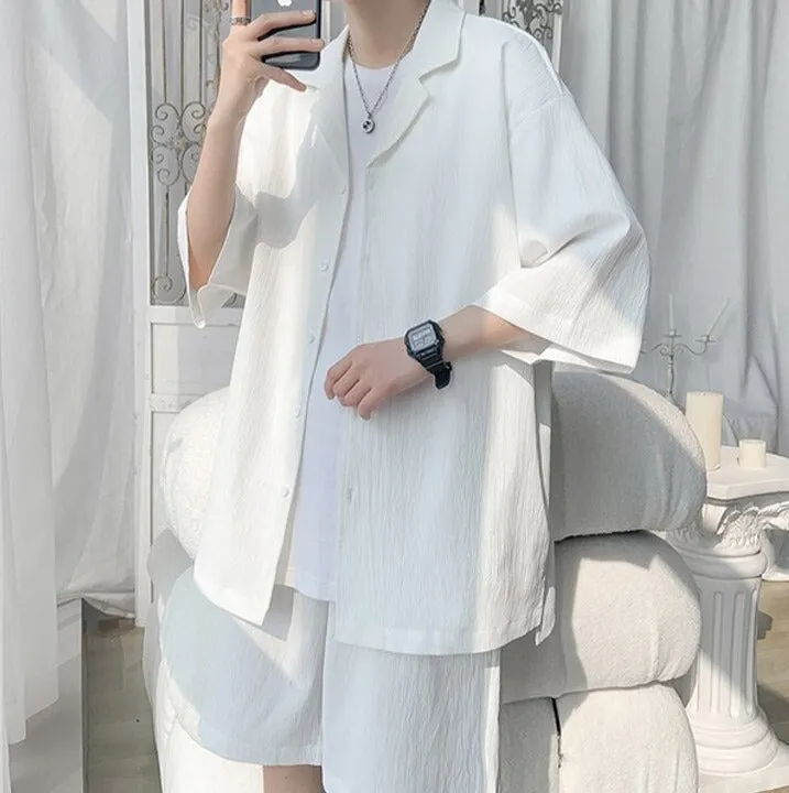 Maxct Textured Two-Piece Shirt and Shorts Set