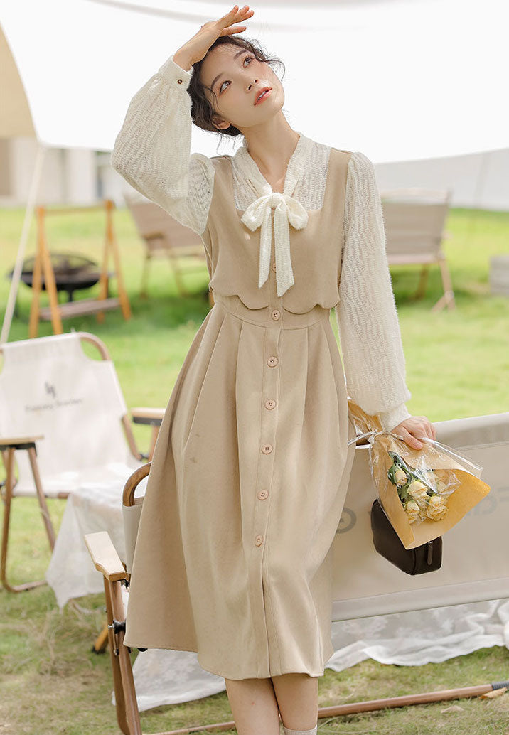 Scallop Button Up Twofer Dress Maxct
