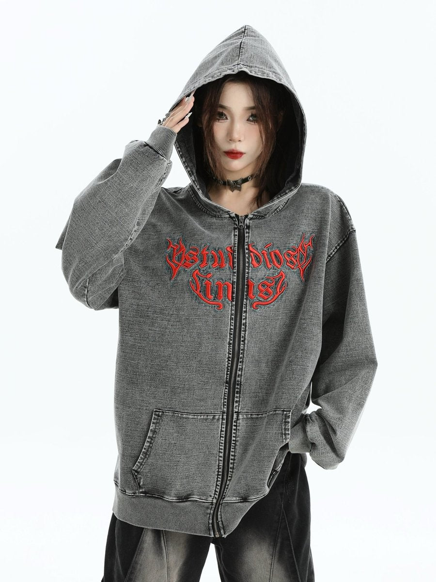 Maxct [Insstudios] Gothic Letter Logo Denim Jacket Na1631