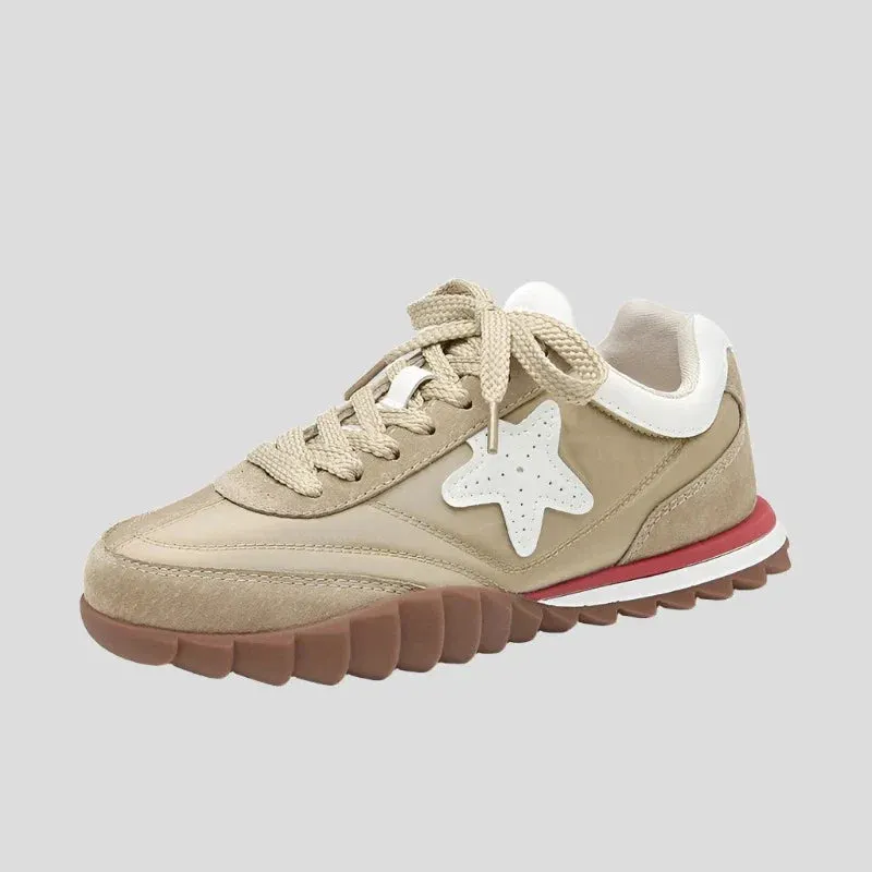 Star Applique Suede Patchwork Women's Casual Sneakers Maxct