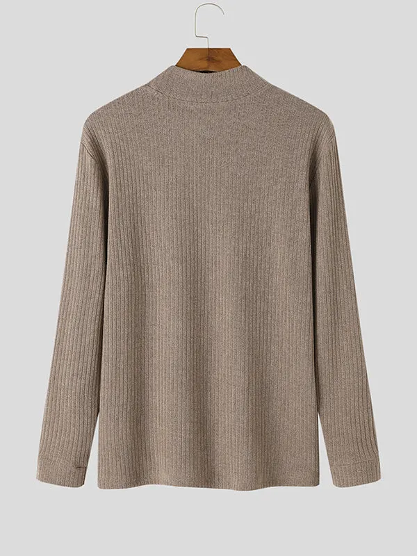 Maxct - Mens Solid Half Collar Long Sleeve Sweater