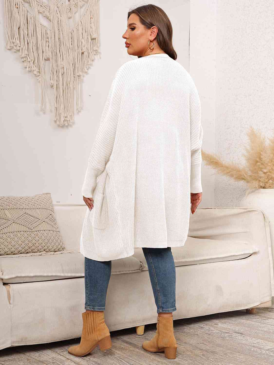 Maxct &Plus Size Open Front Cardigan With Pockets