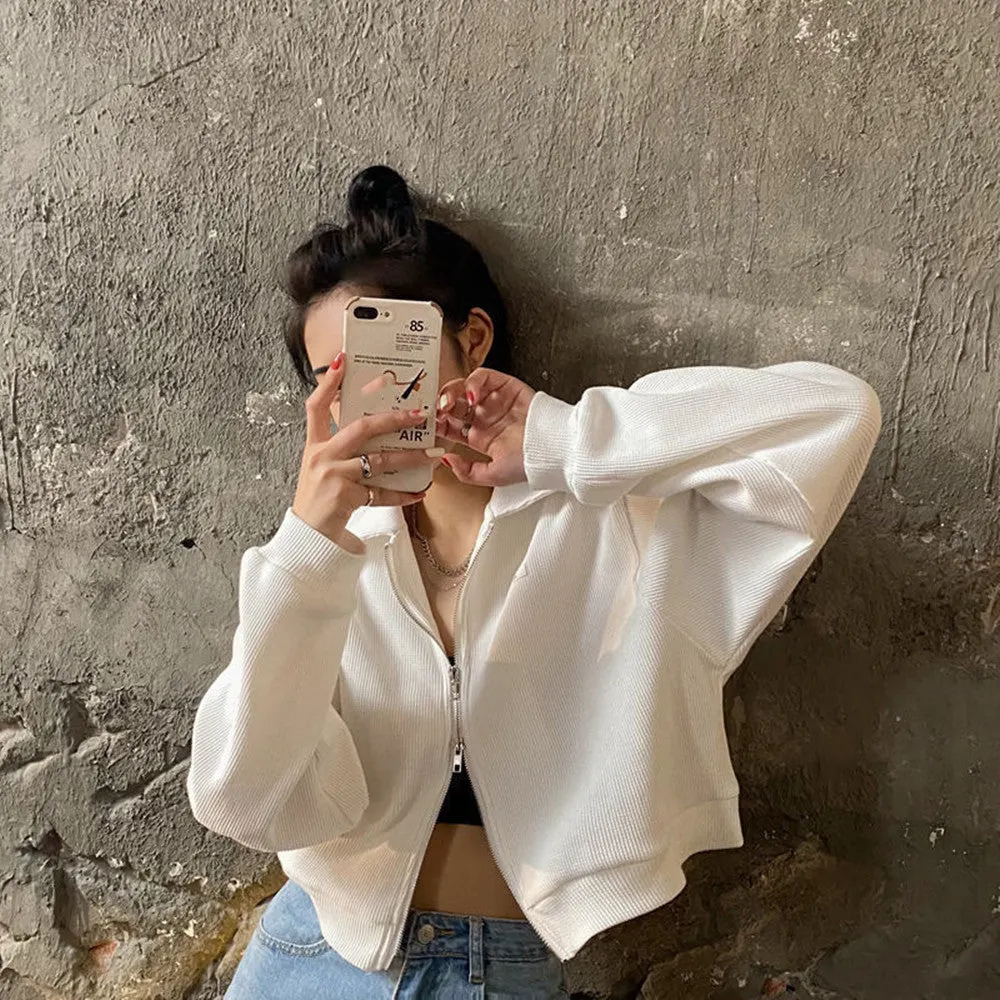 Maxct Student Zipper Knit Cardigan