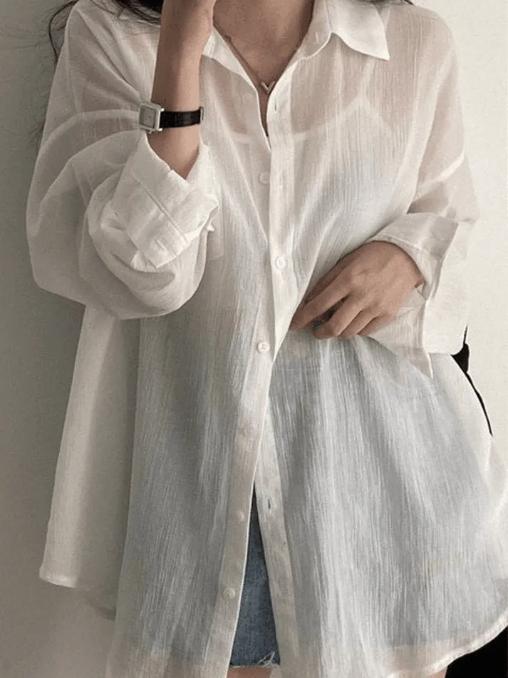 Maxct Lightweight Sheer Long Sleeve Blouse