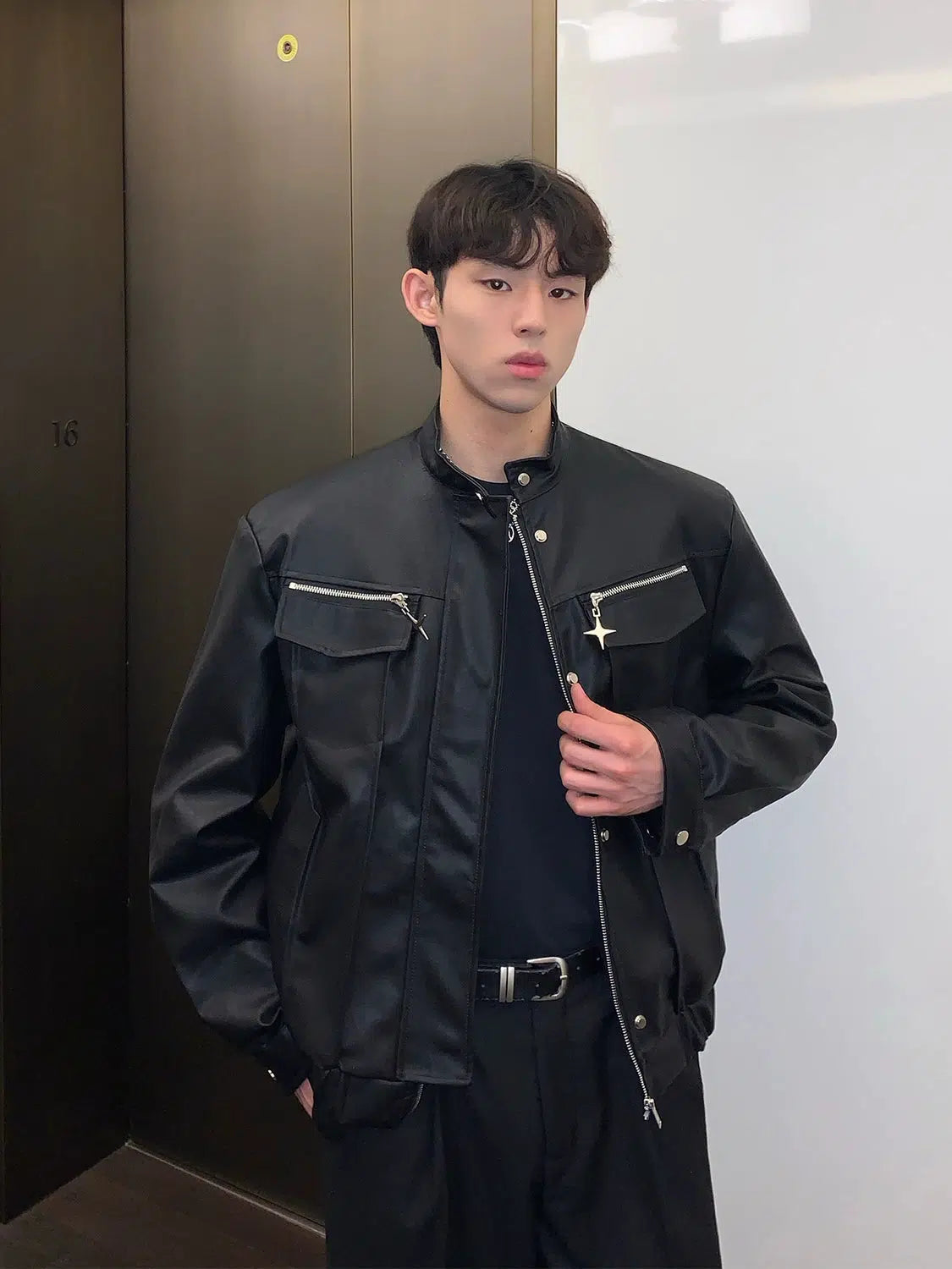 Maxct Zipper Leather Motorcycle Jacket