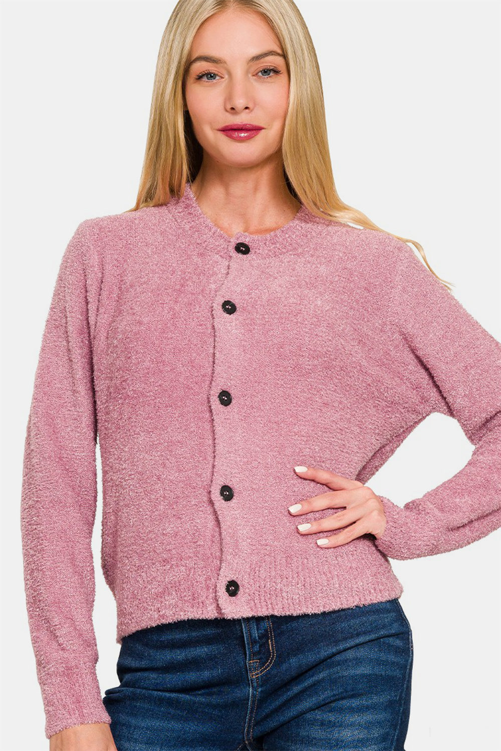 Maxct &Zenana Button Down Long Sleeve Sweater Cardigan