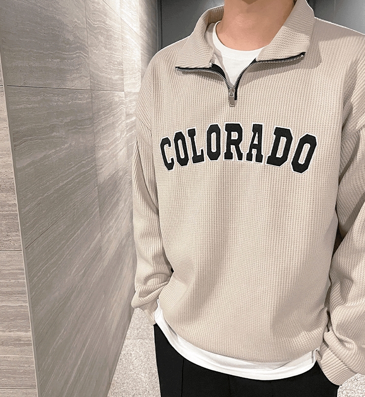 Maxct 6684 Waffle Knit Half Zip-Up Colorado Collar Sweater