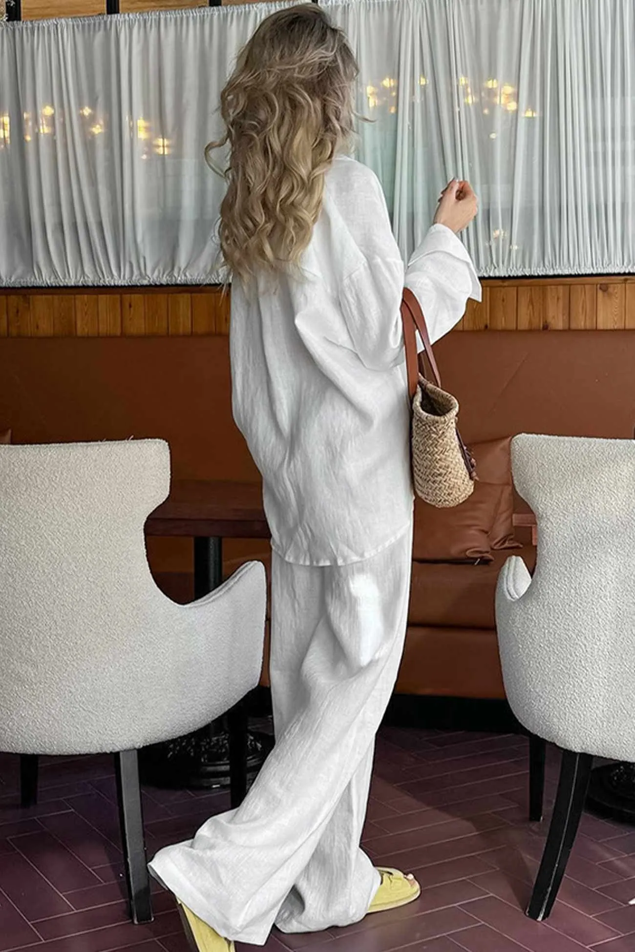 Maxct Cotton Button Long Sleeve Long Pant Set