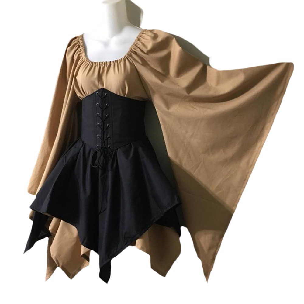 Maxct costume ideas New Party Women's Long Sleeve Renaissance Medieval Bell Sleeve Dress