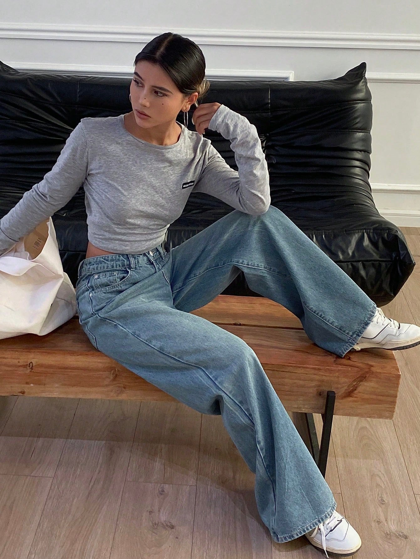 Maxct Women's Loose Fit Wide Leg Casual Denim Pants With Pockets