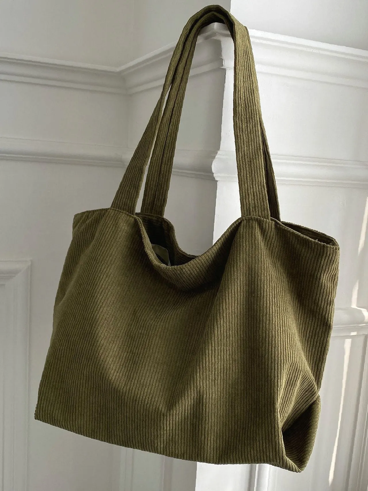 Maxct - Large Capacity Corduroy Shoulder Tote Bag  - Women Tote Bags