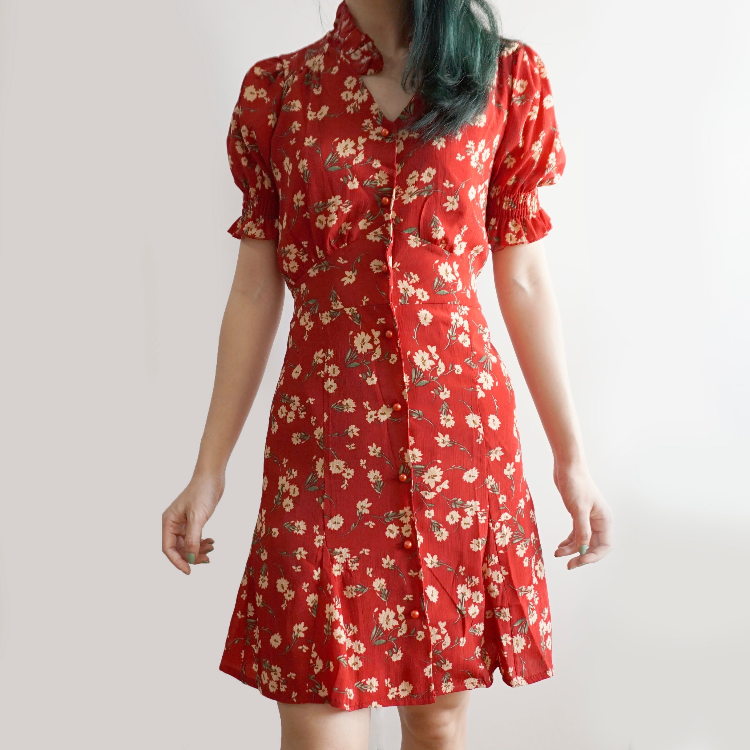 Floral Blossom Puff Sleeve Dress Maxct
