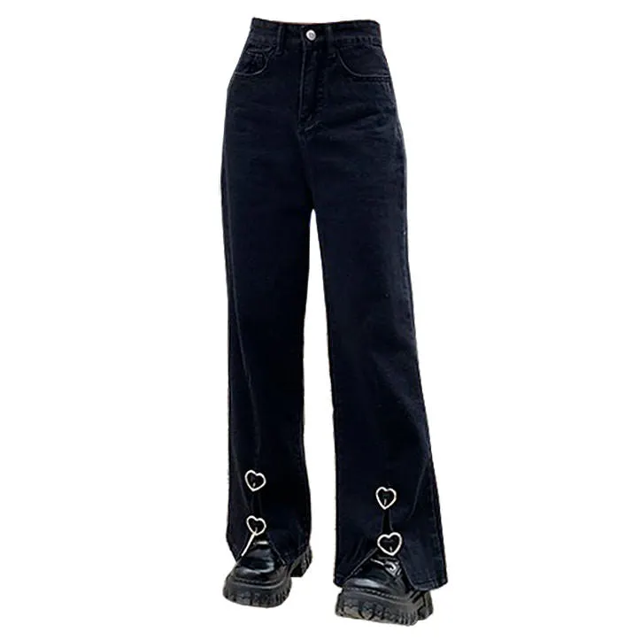Grunge Aesthetic Flare Slit Jeans Maxct