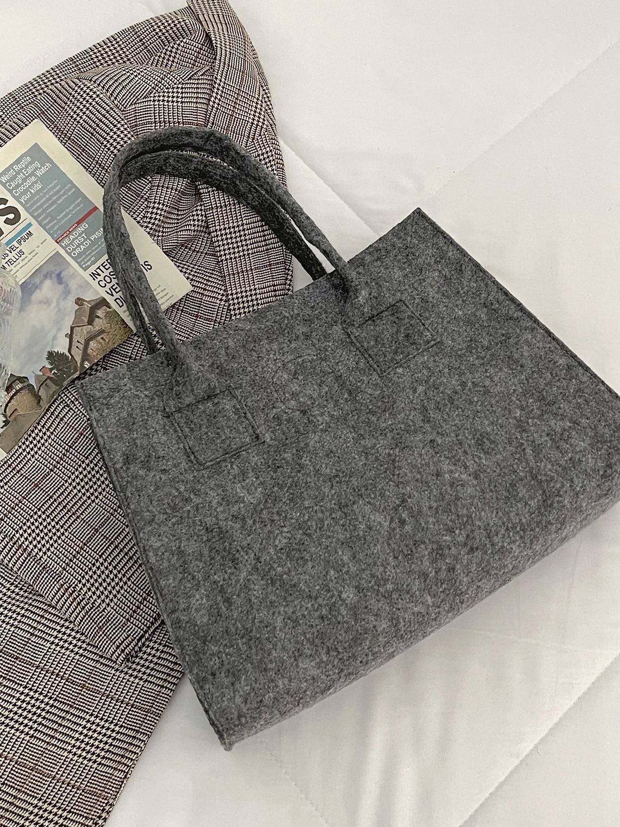 Maxct - Felt Vintage Design Top Handle Bag  - Women Tote Bags