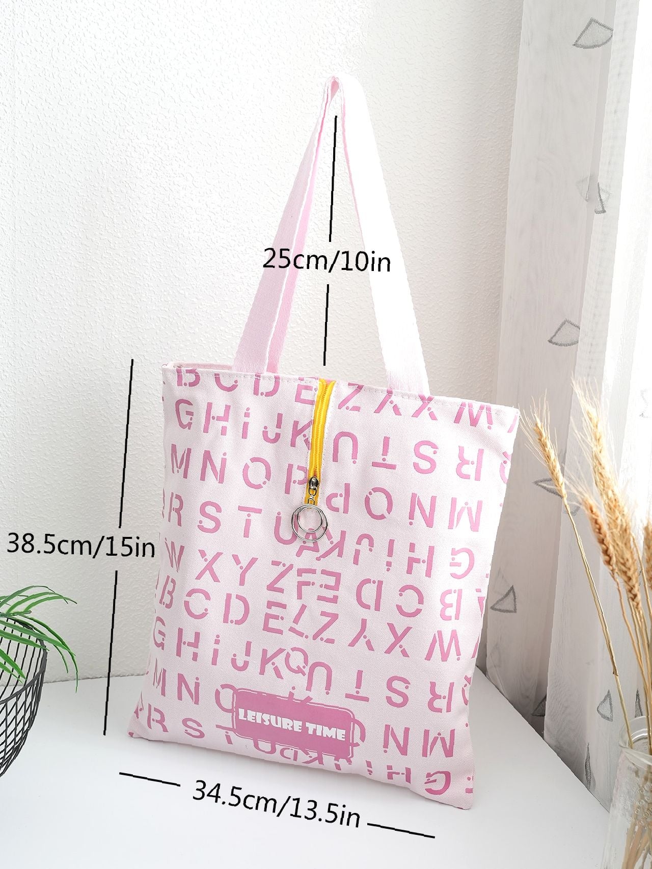 Maxct - Letter Graphic O-ring Zipper Front Shoulder Tote Bag  - Women Tote Bags