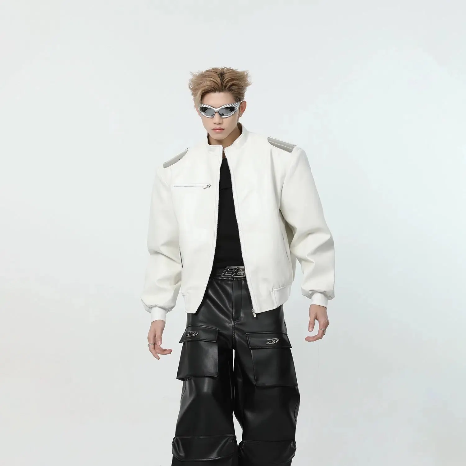 Maxct Leather Jacket with Shoulder Pad