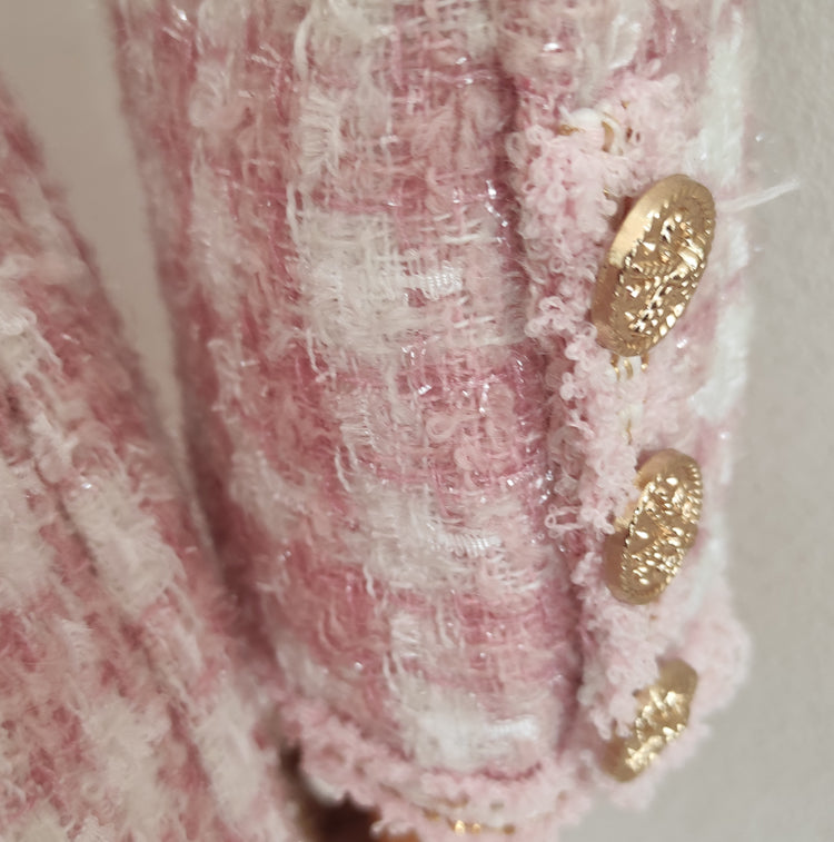 Preppy Tweed Button Up Dress Maxct