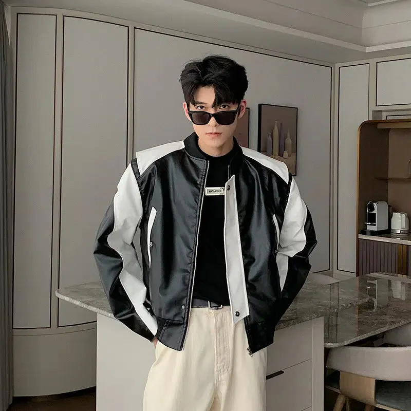 Maxct Color-blocked PU Leather Jacket