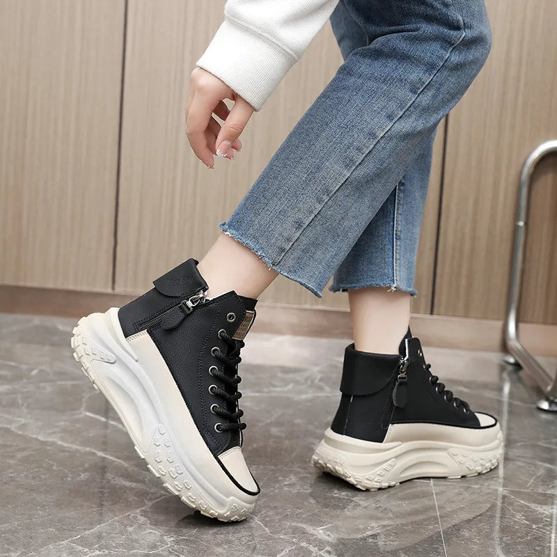 Comfort Elevated Luxury Fashion High-Top Platform Sneakers for Women Maxct