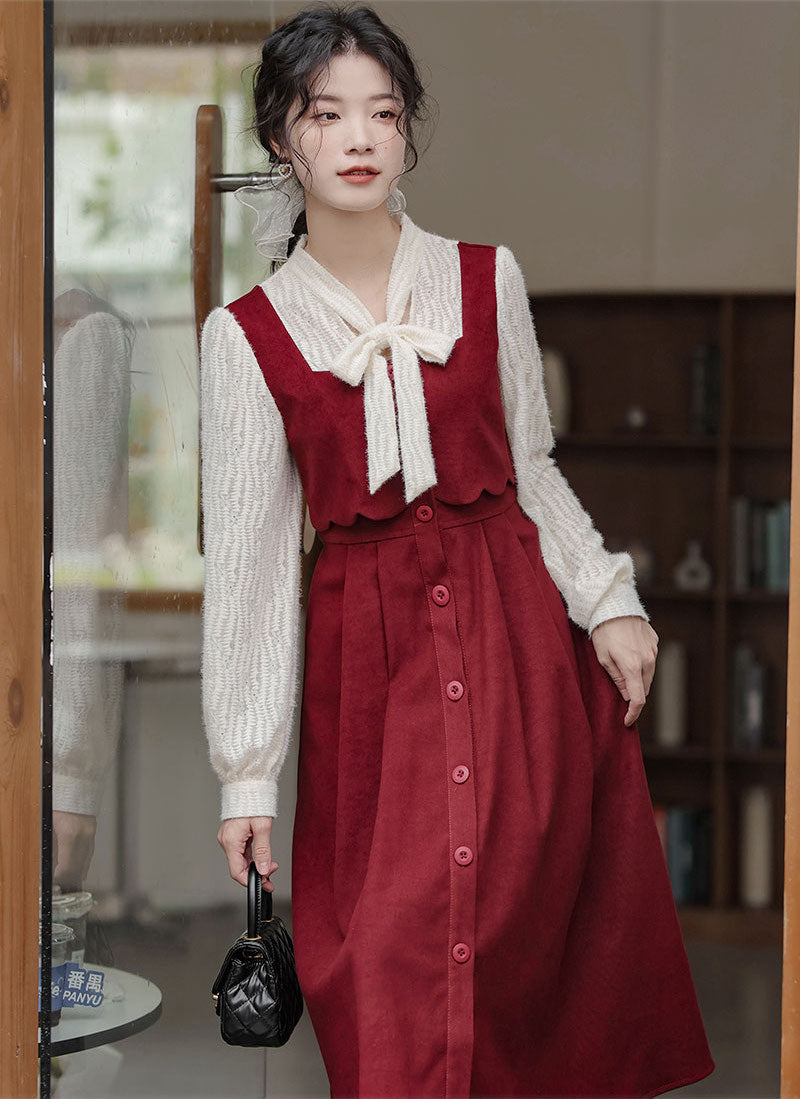 Scallop Button Up Twofer Dress Maxct