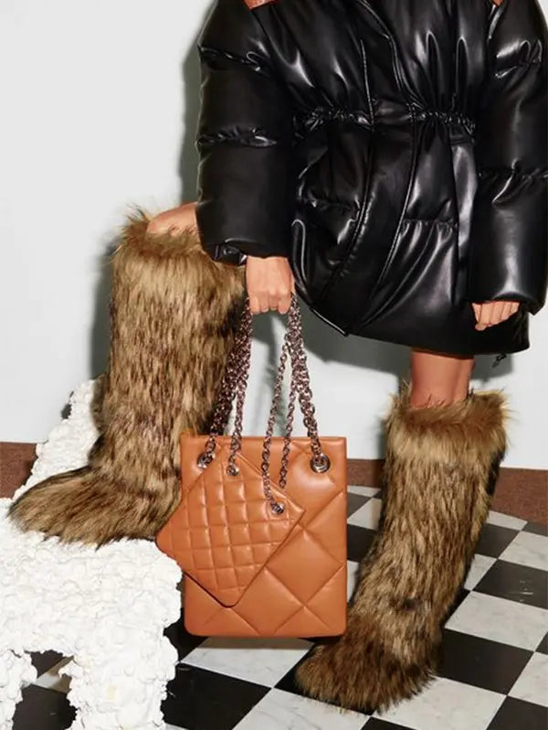 Warmth Thermal Fluffy Faux Fur Mid-calf Snow Boots Maxct
