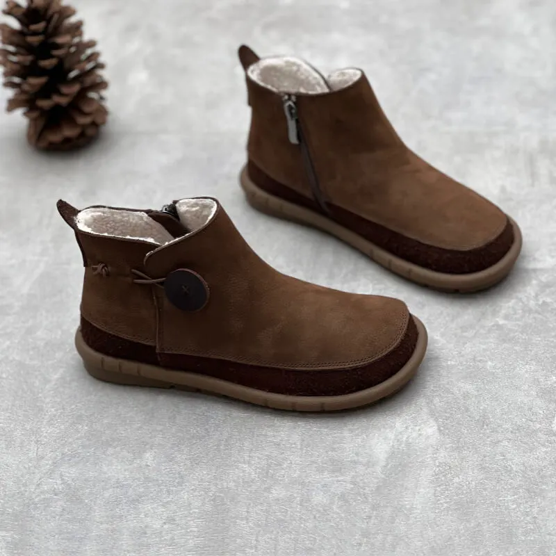 Maxct Women Winter New Velvet Plush Lining Leather Boots