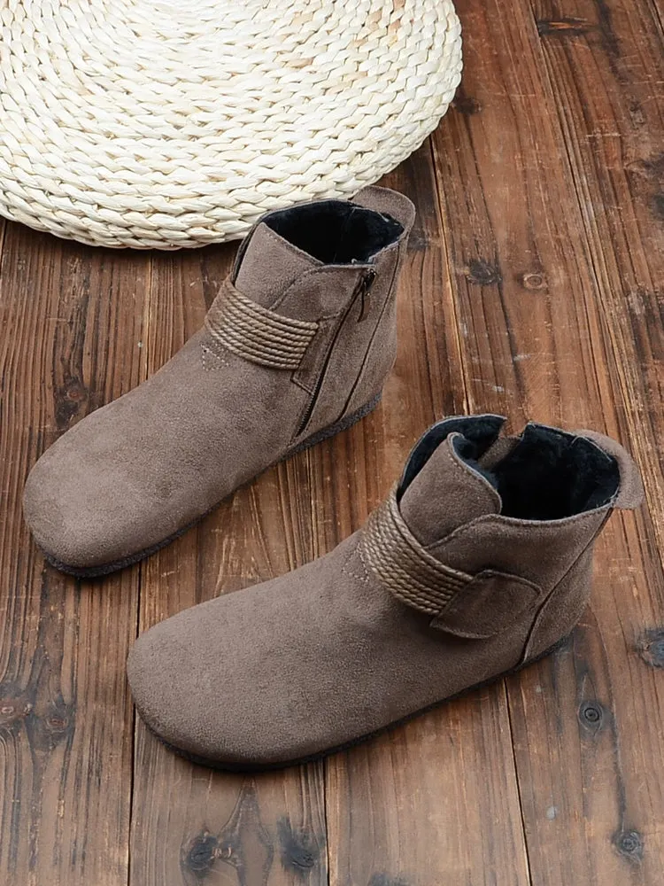 Women Retro Versatile Flat Lightweight Suede Ankle Boots