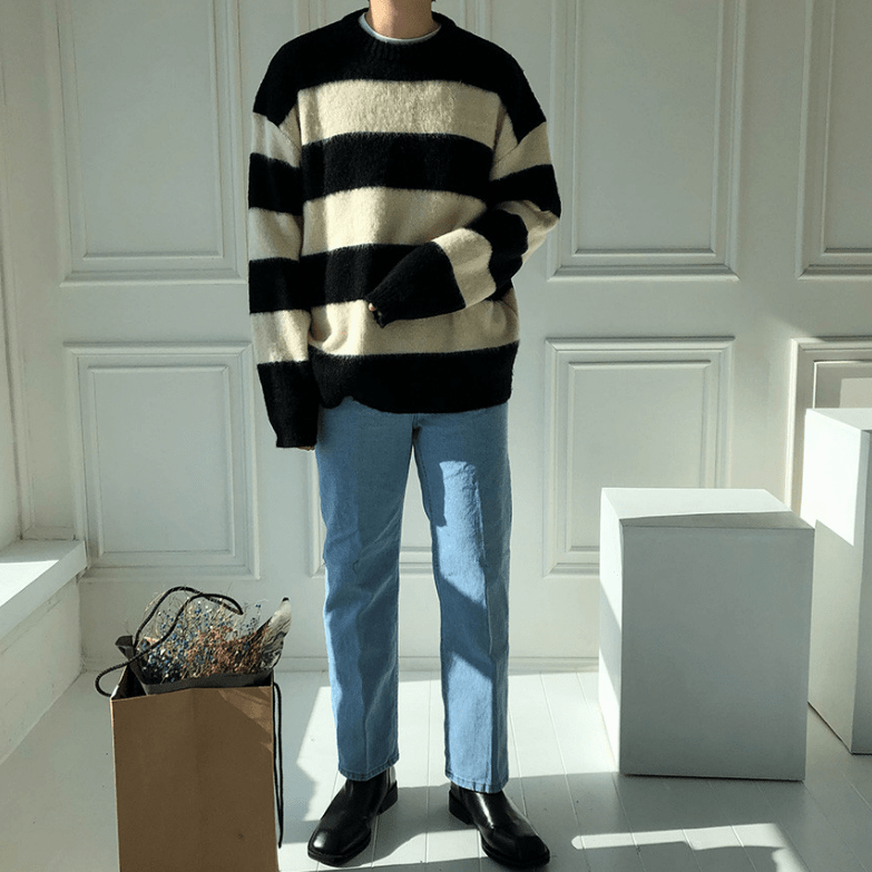 Maxct 5566 Knitted Stripe Pullover Sweater