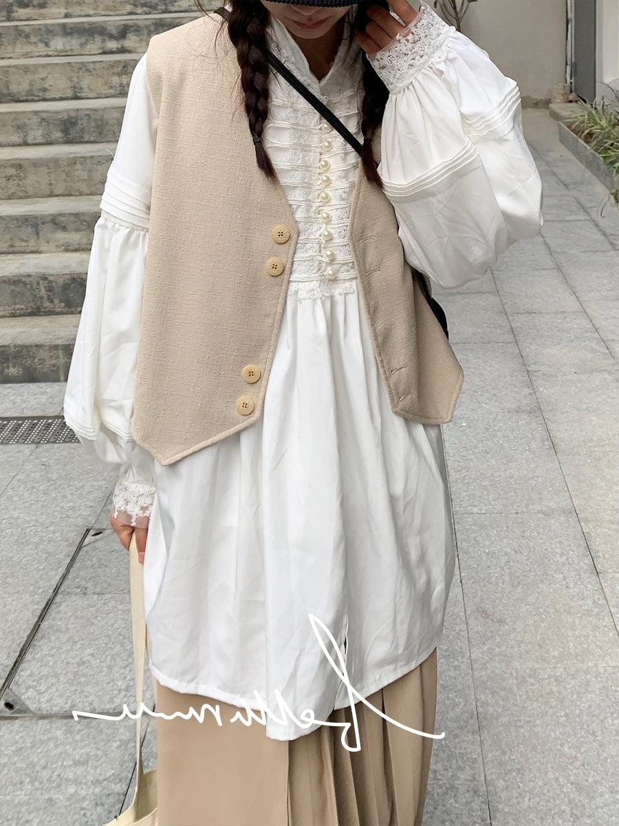 Maxct Loose Vintage Stand Collar Long Sleeve Shirt - Image 5