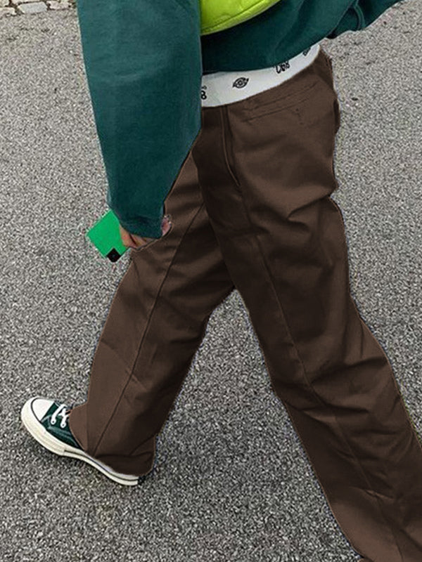 Patchwork Waist Straight Leg Pants Maxct