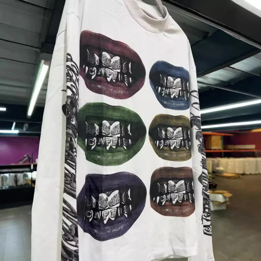 Maxct Y2k Round Neck Long Sleeved Cartoon Pattern Streetwear Sweatshirt Jacket Vintage Sweatshirt Hip-Hop Punk School Outfit Ootd New