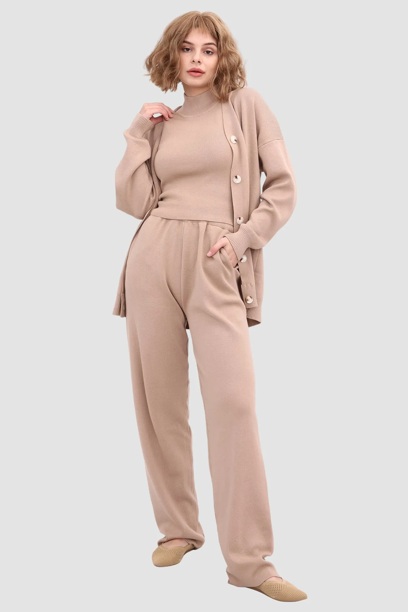 Maxct Knit Crop Tank Top & Pants & Robe