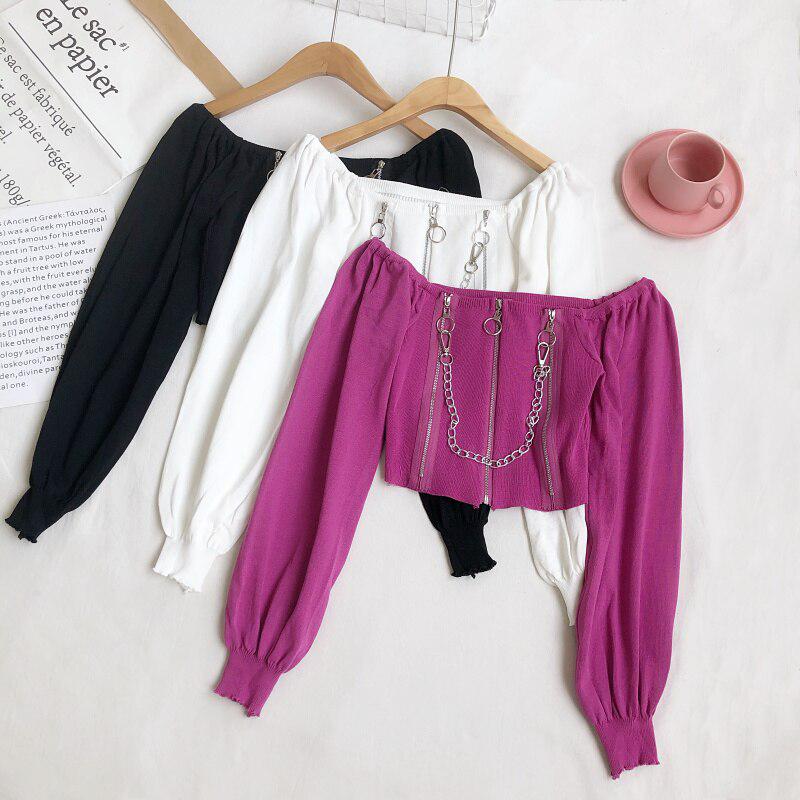 Maxct &Chain Detailed Square Neck Crop Top