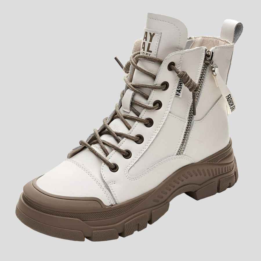 Leather Zip Ankle Booties for Women Maxct
