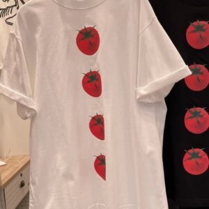 Maxct Summer Y2k Aesthetic Loose Tees Kawaii Cute Tomato Print T-shirts Short Sleeve O Neck Fashion All Match Tops Women