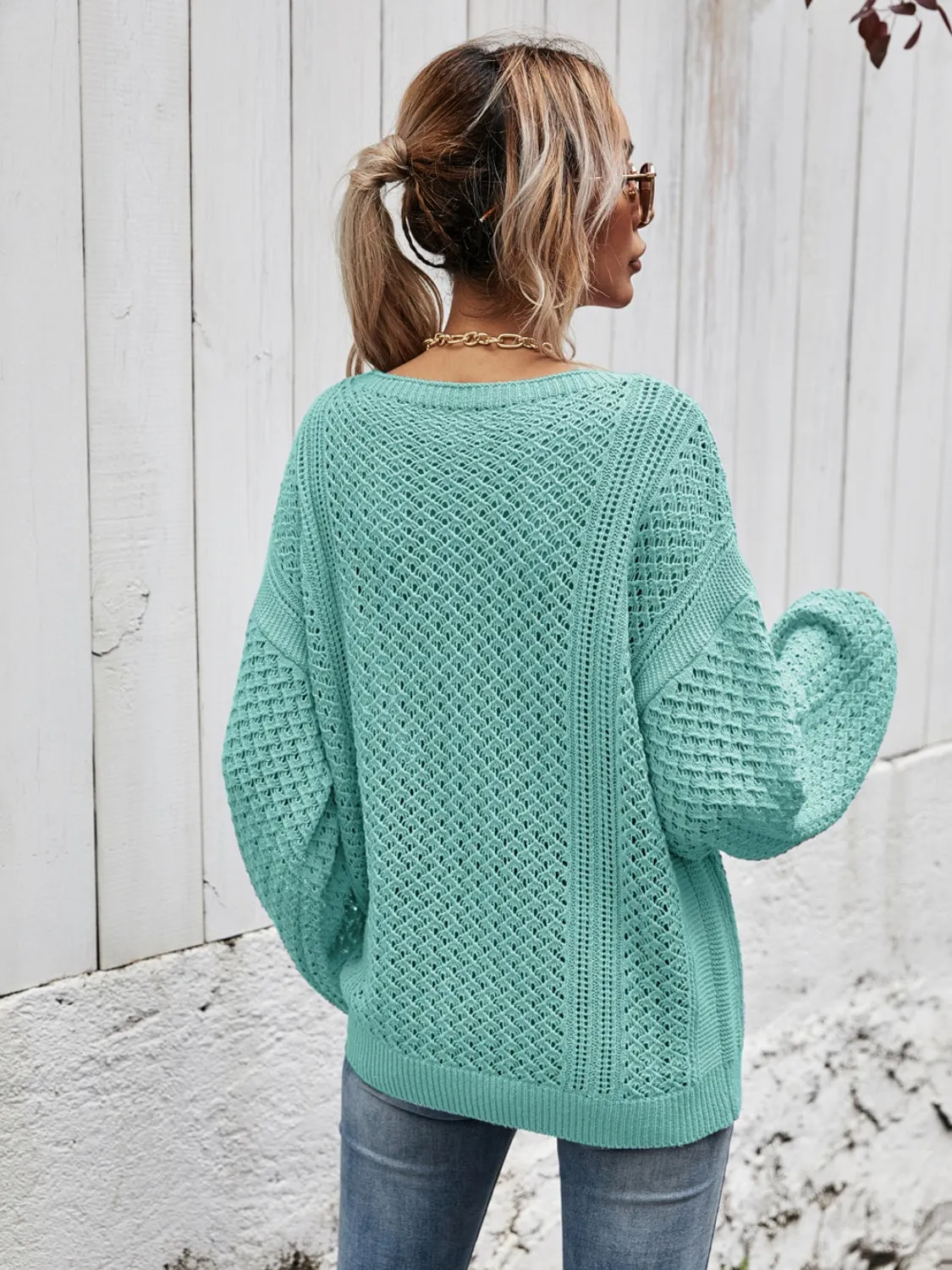 Maxct &V-Neck Dropped Shoulder Sweater