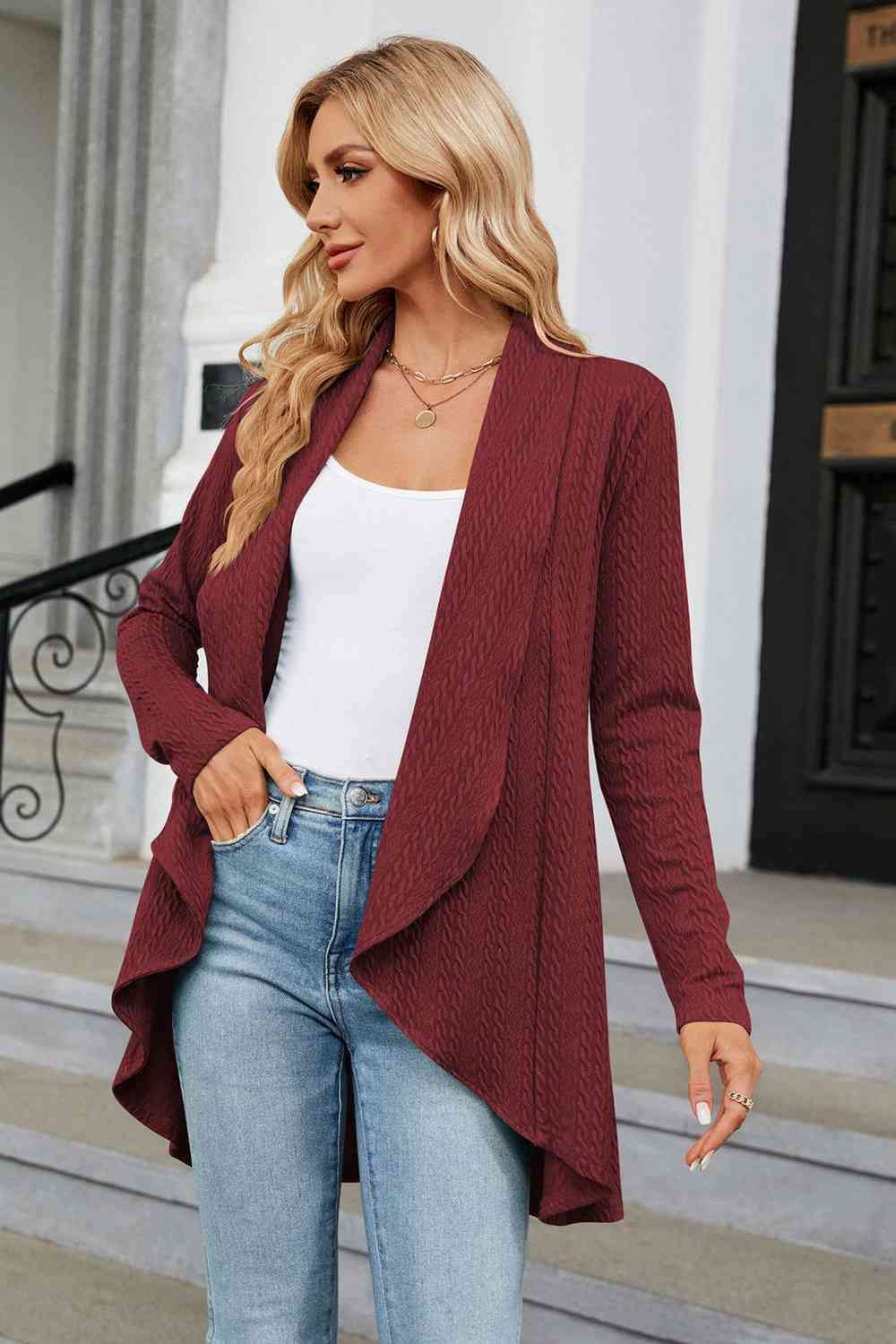 Maxct &Open Front Long Sleeve Cardigan