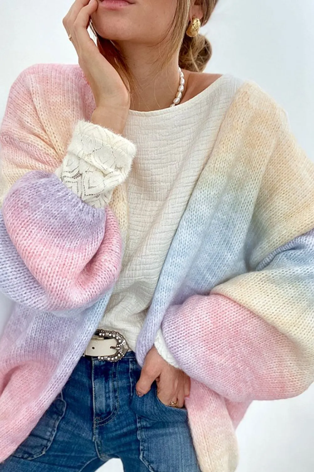 Maxct &Gradient Open Front Drop Shoulder Cardigan