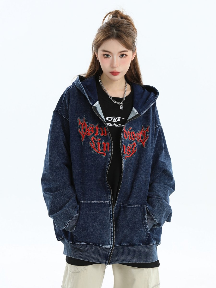 Maxct [Insstudios] Gothic Letter Logo Denim Jacket Na1631