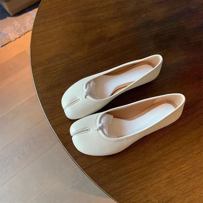 Women's Calf Casual Flats Split Toe Loafers Light Brown/Khaki/Silver/Beige/Black Maxct - Image 11