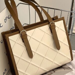 Maxct - Two Tone Textured Shoulder Tote Bag  - Women Tote Bags