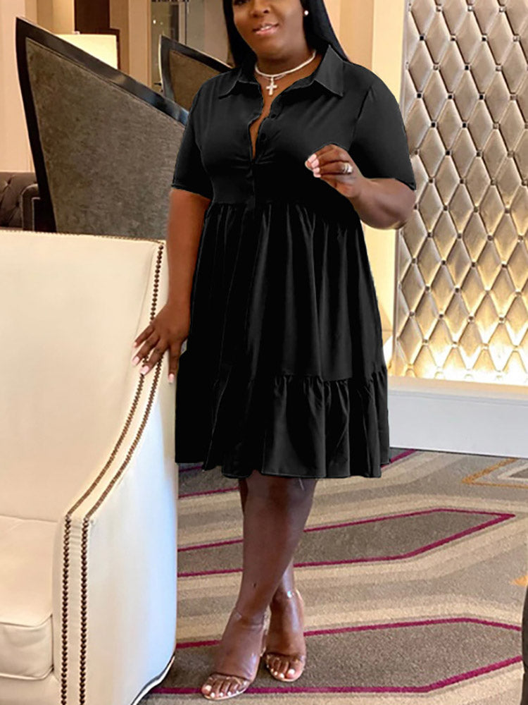 Casual Solid Button Shirt Dresses Maxct