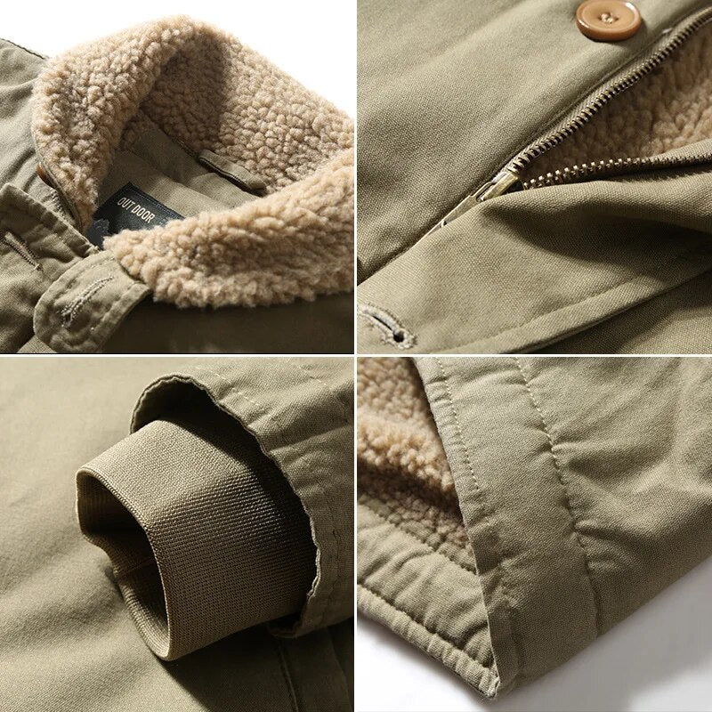 Maxct &Men's Fleece & Cashmere Lined ARMY Bomber Jacket